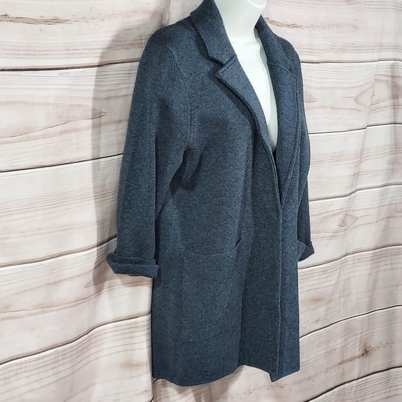 JCrew Sophie open front sweater blazer patch pockets heather charcoal S - Picture 4 of 11